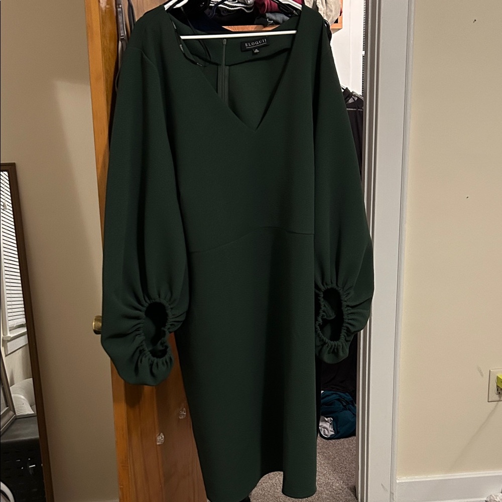 Eloquii Deep Green Long Sleeve Dress